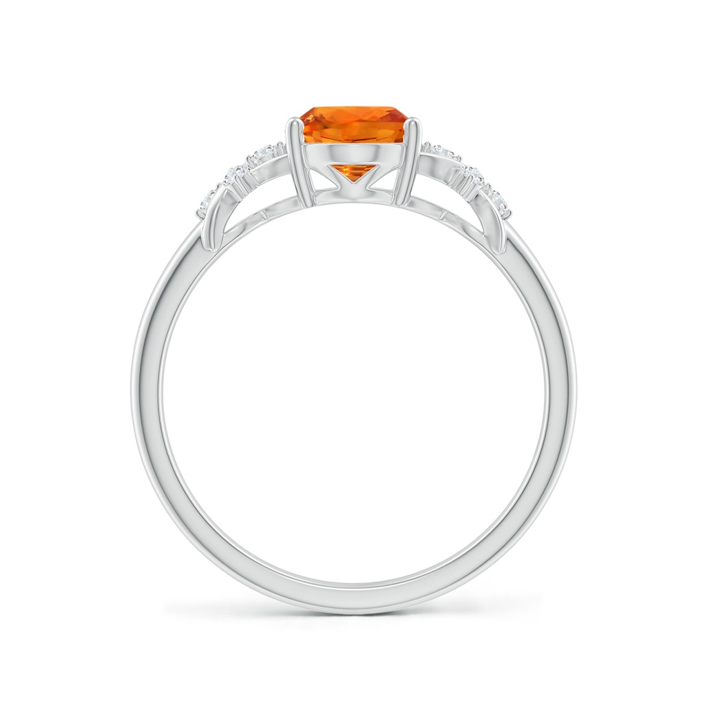 8x6mm AAAA Solitaire Oval Orange Sapphire Criss Cross Ring with Diamonds in P950 Platinum - side_1
