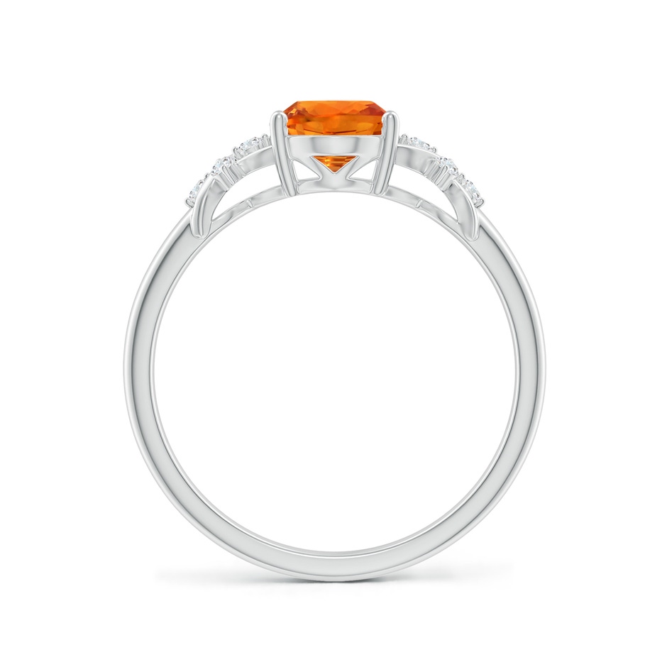 8x6mm AAAA Solitaire Oval Orange Sapphire Criss Cross Ring with Diamonds in P950 Platinum side-1