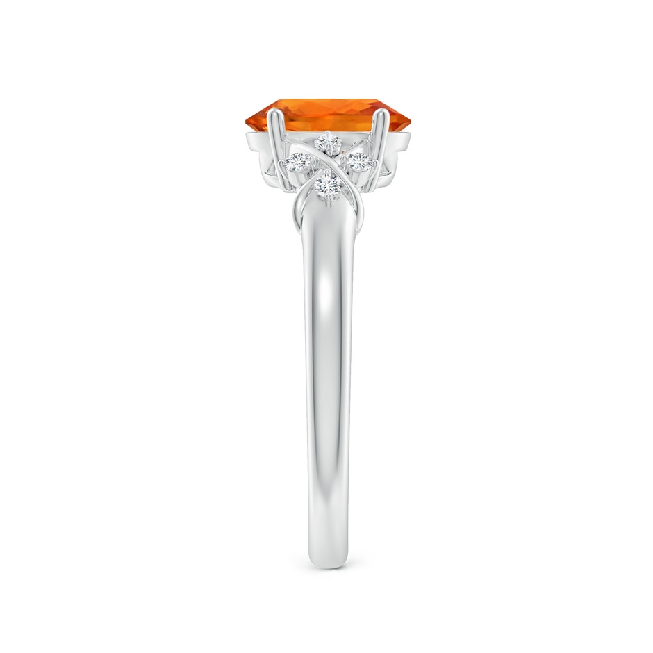 8x6mm AAAA Solitaire Oval Orange Sapphire Criss Cross Ring with Diamonds in P950 Platinum side-2