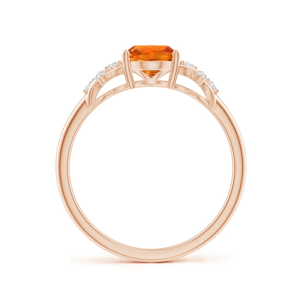 8x6mm AAAA Solitaire Oval Orange Sapphire Criss Cross Ring with Diamonds in Rose Gold - side_1