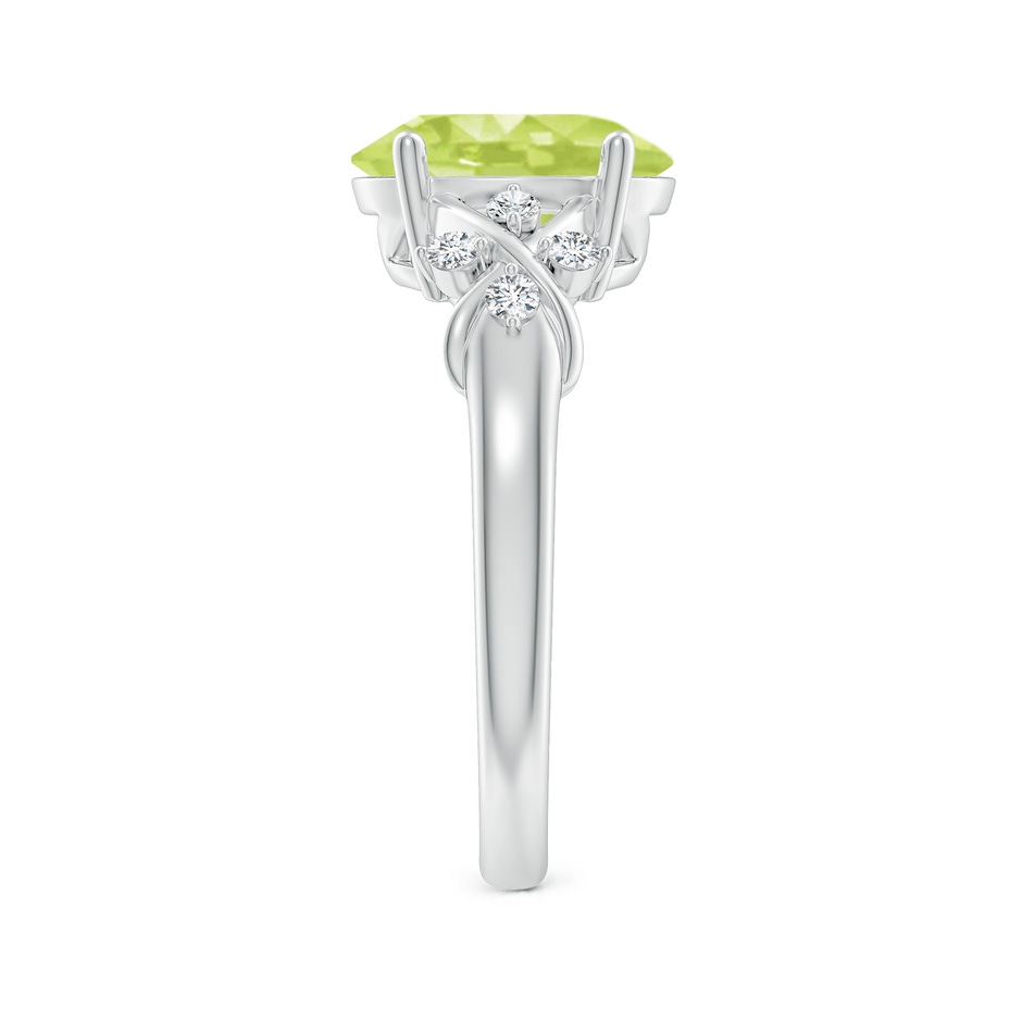 10x8mm A Solitaire Oval Peridot Criss Cross Ring with Diamonds in P950 Platinum side 299