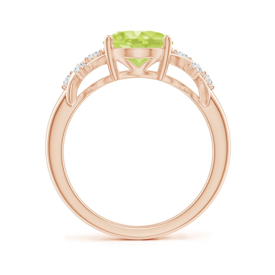 10x8mm A Solitaire Oval Peridot Criss Cross Ring with Diamonds in Rose Gold side 199