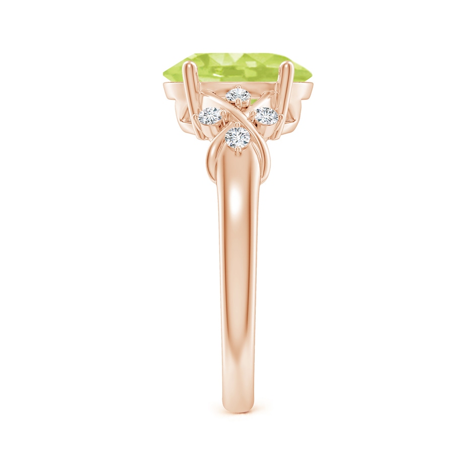 10x8mm A Solitaire Oval Peridot Criss Cross Ring with Diamonds in Rose Gold side 299
