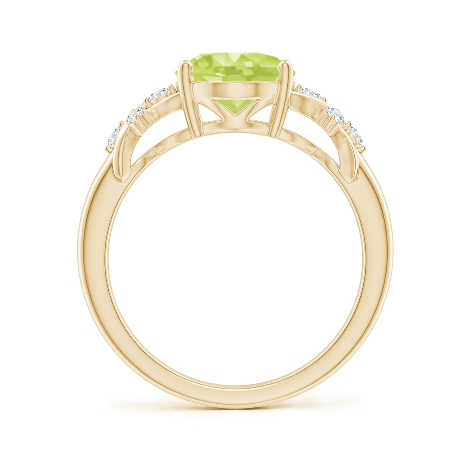 10x8mm A Solitaire Oval Peridot Criss Cross Ring with Diamonds in Yellow Gold side 199