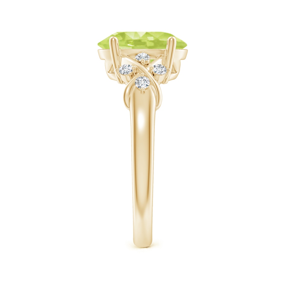 10x8mm A Solitaire Oval Peridot Criss Cross Ring with Diamonds in Yellow Gold side 299