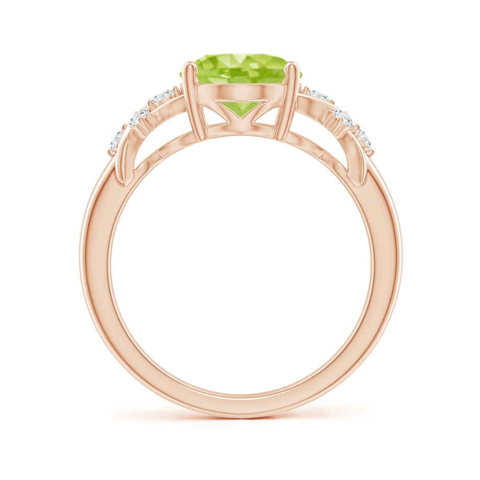 10x8mm AA Solitaire Oval Peridot Criss Cross Ring with Diamonds in Rose Gold side 199