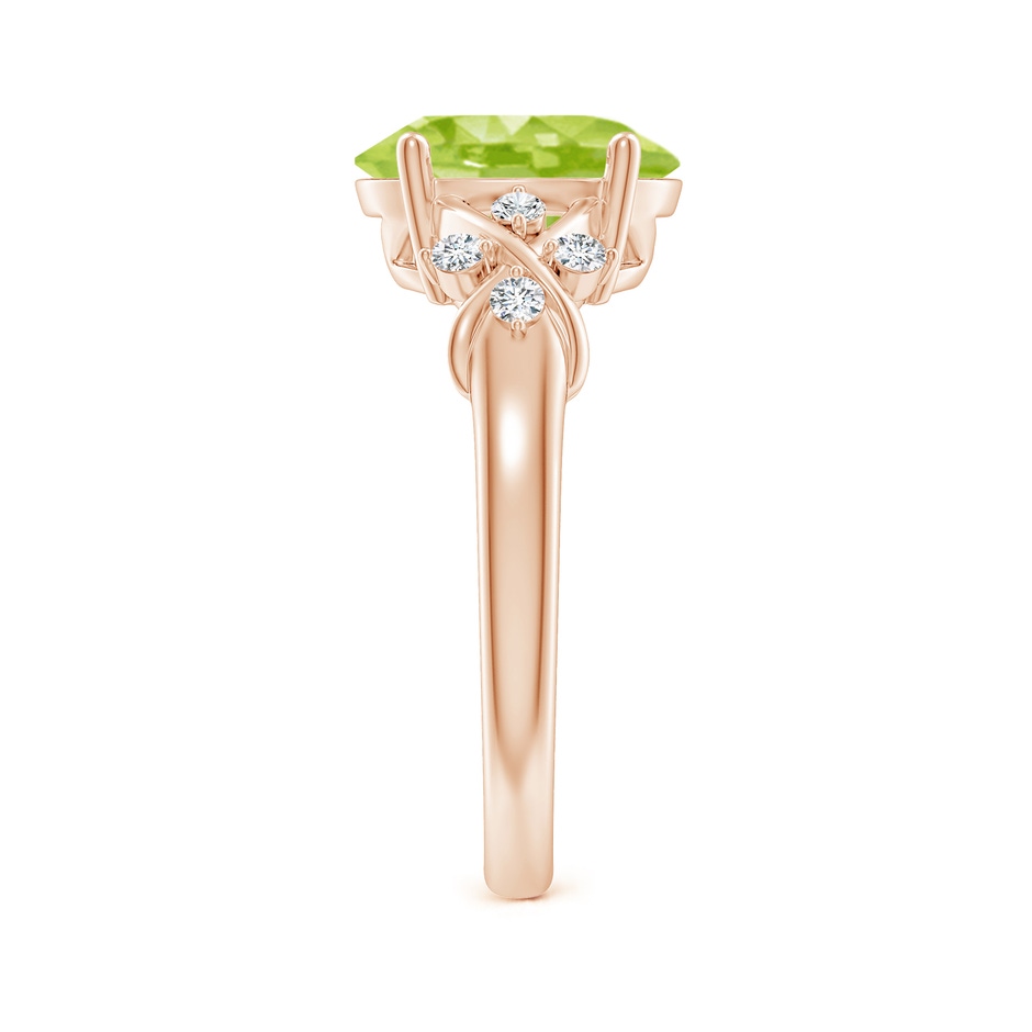 10x8mm AA Solitaire Oval Peridot Criss Cross Ring with Diamonds in Rose Gold side 299