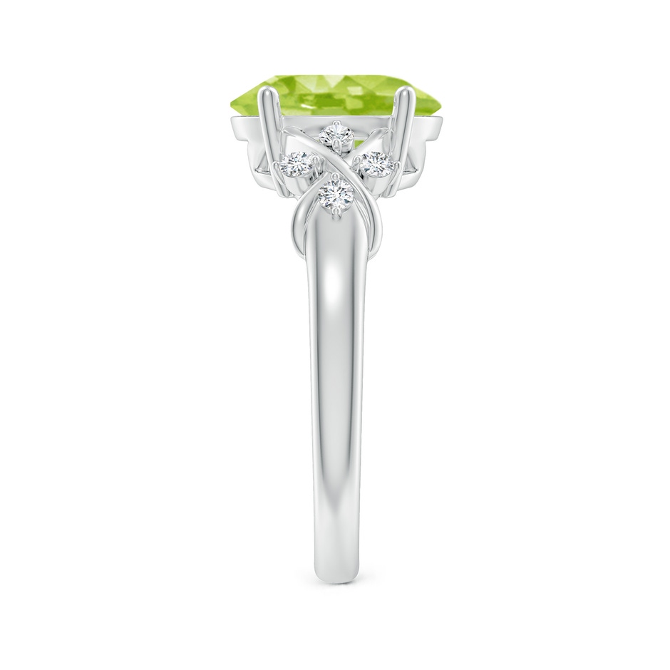10x8mm AA Solitaire Oval Peridot Criss Cross Ring with Diamonds in White Gold side 299