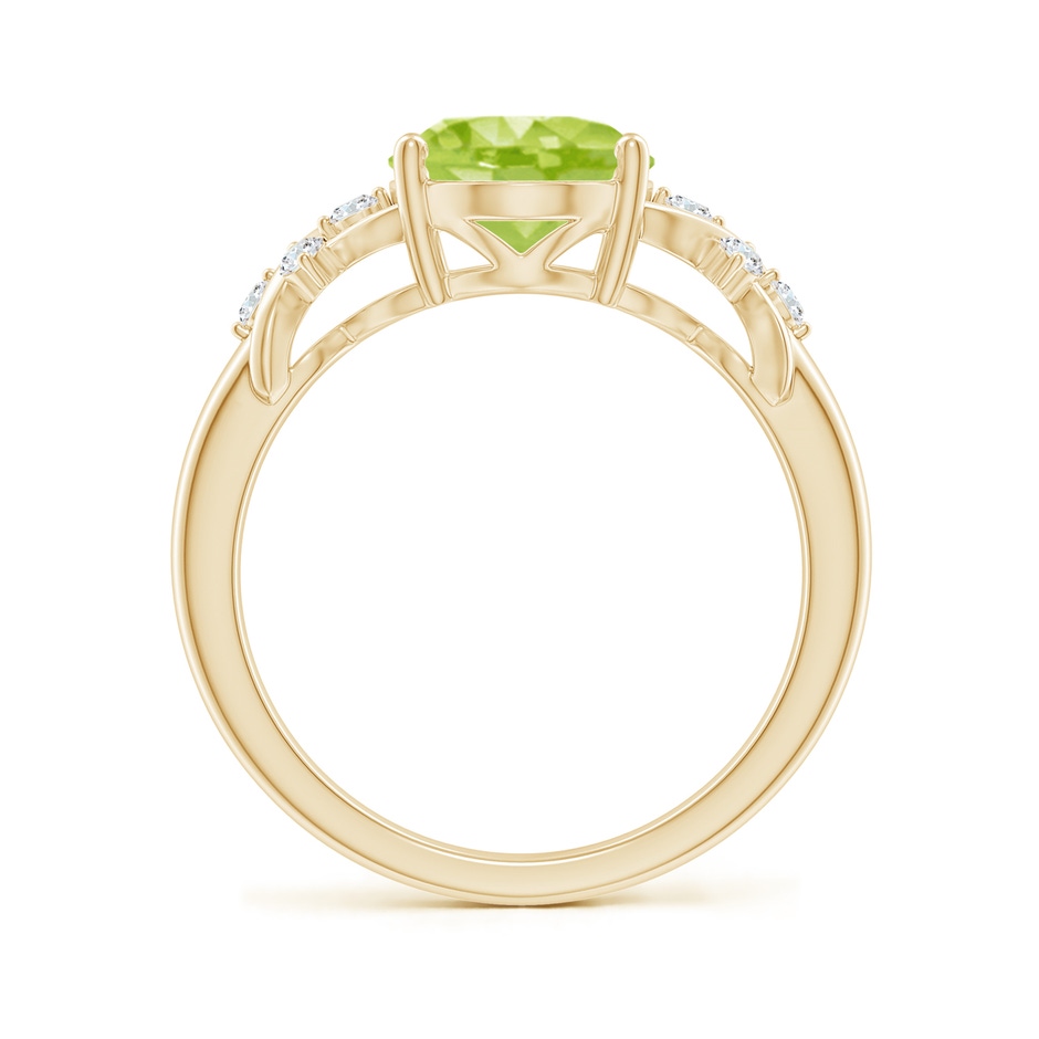 10x8mm AA Solitaire Oval Peridot Criss Cross Ring with Diamonds in Yellow Gold side 199