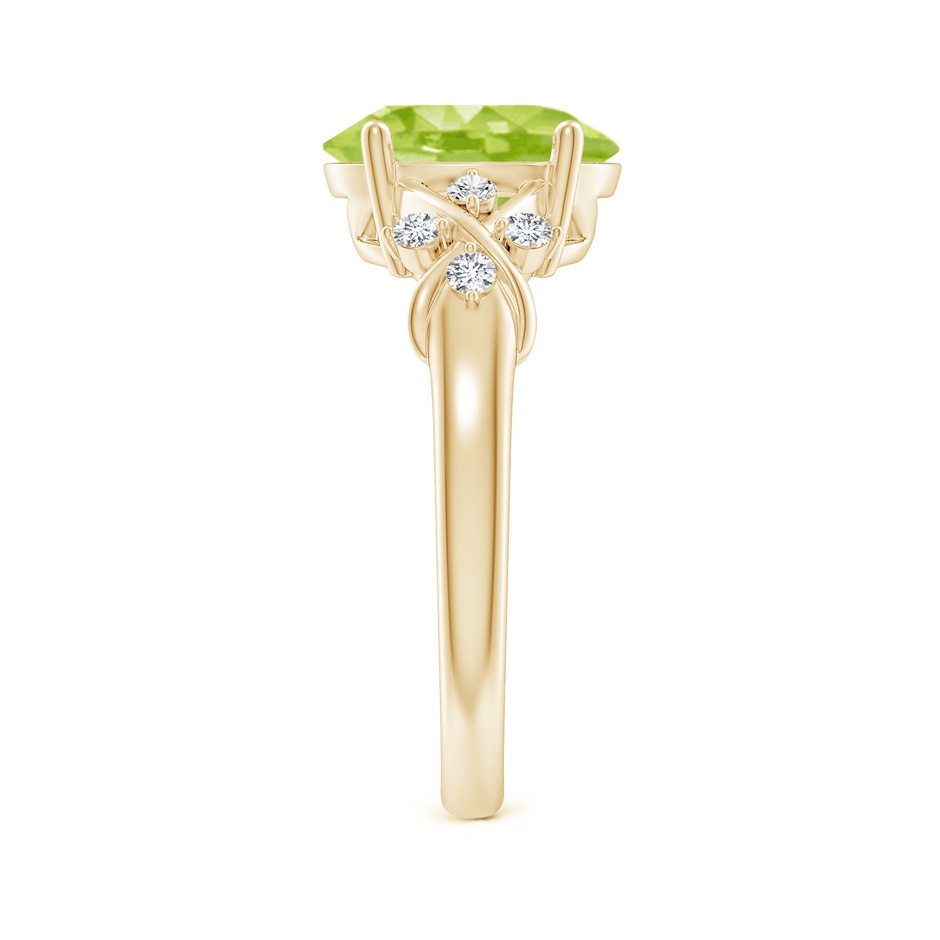 10x8mm AA Solitaire Oval Peridot Criss Cross Ring with Diamonds in Yellow Gold side 299