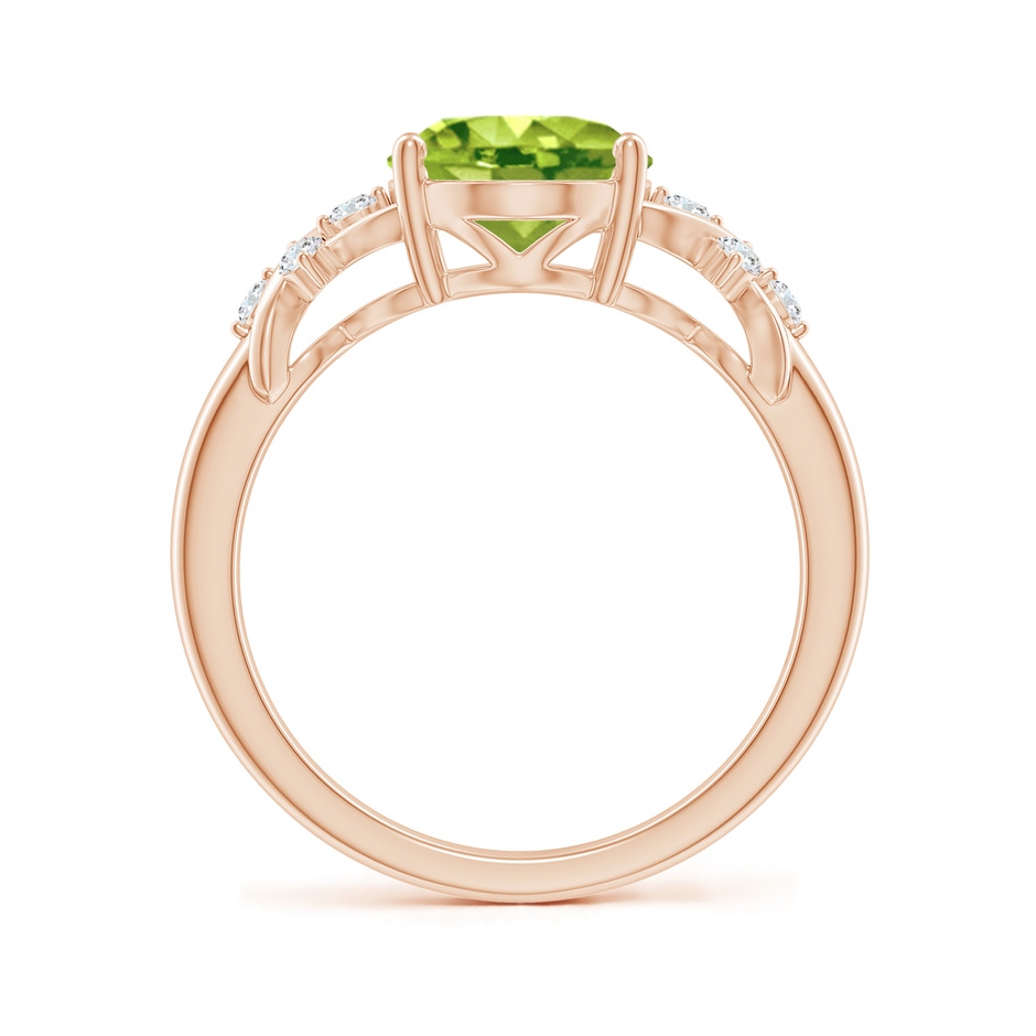 10x8mm AAA Solitaire Oval Peridot Criss Cross Ring with Diamonds in Rose Gold side 199