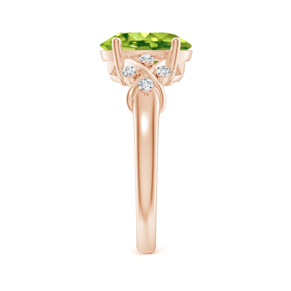 10x8mm AAA Solitaire Oval Peridot Criss Cross Ring with Diamonds in Rose Gold side 299
