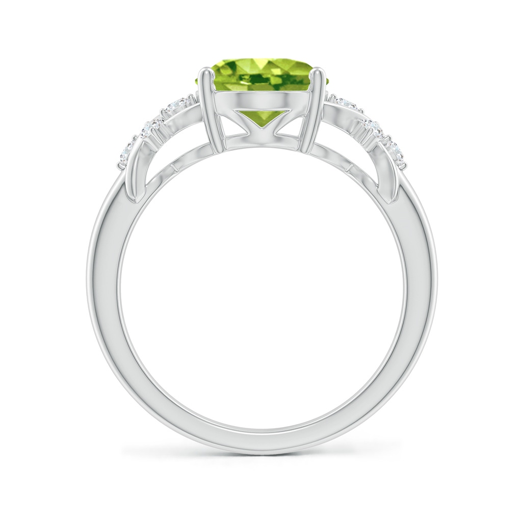 10x8mm AAA Solitaire Oval Peridot Criss Cross Ring with Diamonds in White Gold Side 199