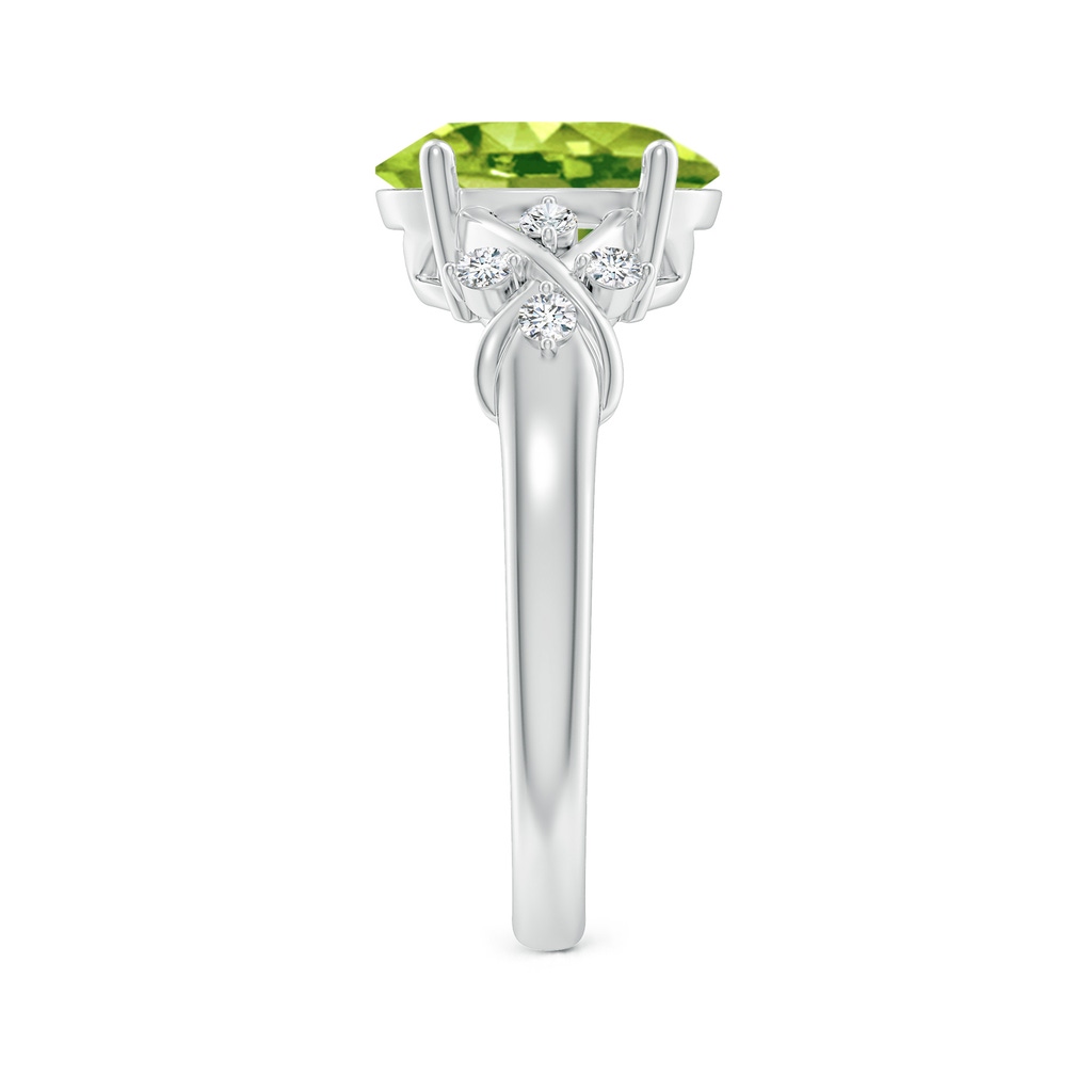 10x8mm AAA Solitaire Oval Peridot Criss Cross Ring with Diamonds in White Gold Side 299