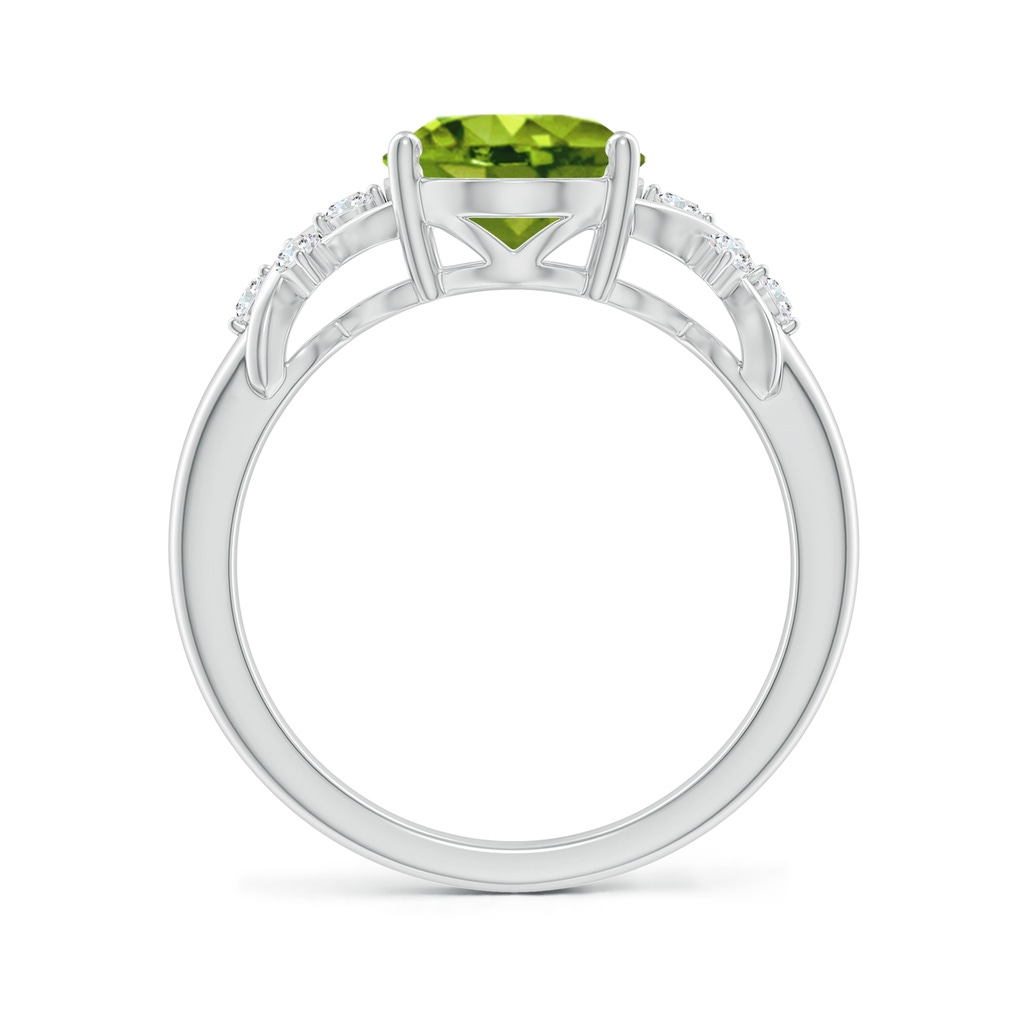 10x8mm AAAA Solitaire Oval Peridot Criss Cross Ring with Diamonds in P950 Platinum Side 199