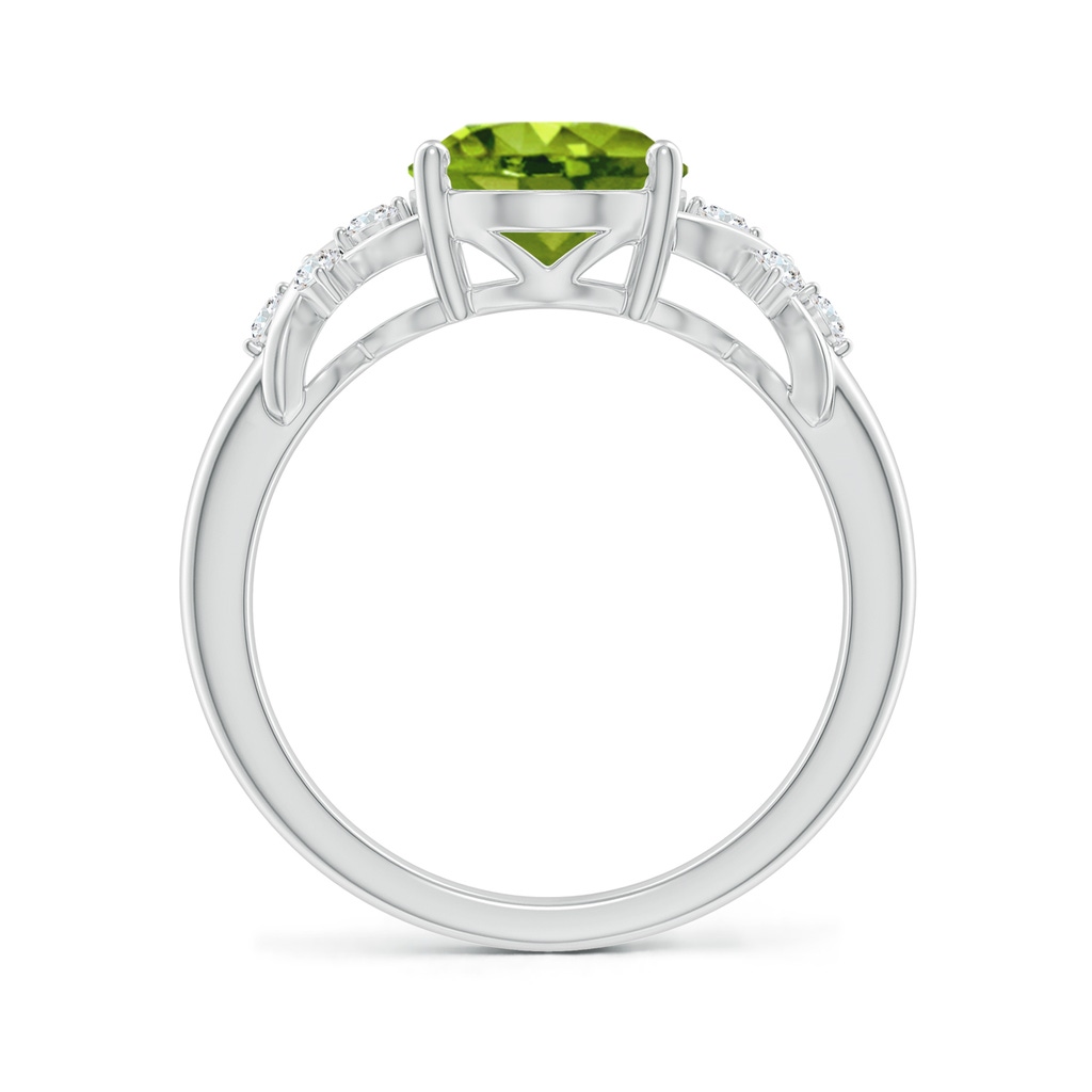 10x8mm AAAA Solitaire Oval Peridot Criss Cross Ring with Diamonds in P950 Platinum - side 199