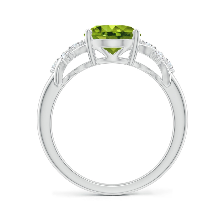 10x8mm AAAA Solitaire Oval Peridot Criss Cross Ring with Diamonds in P950 Platinum side 199