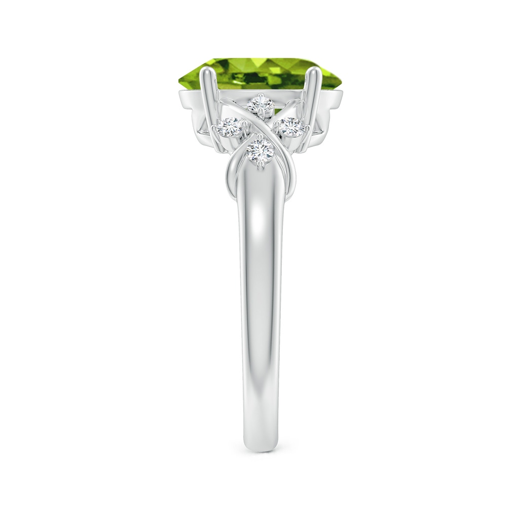 10x8mm AAAA Solitaire Oval Peridot Criss Cross Ring with Diamonds in P950 Platinum Side 299
