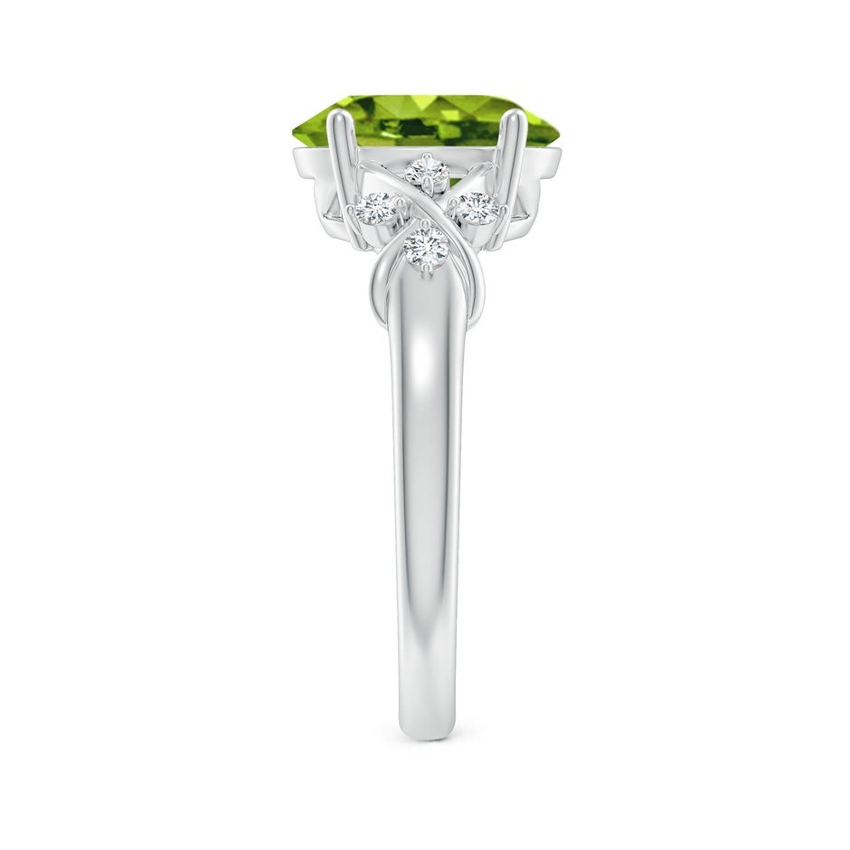 10x8mm AAAA Solitaire Oval Peridot Criss Cross Ring with Diamonds in P950 Platinum side 299