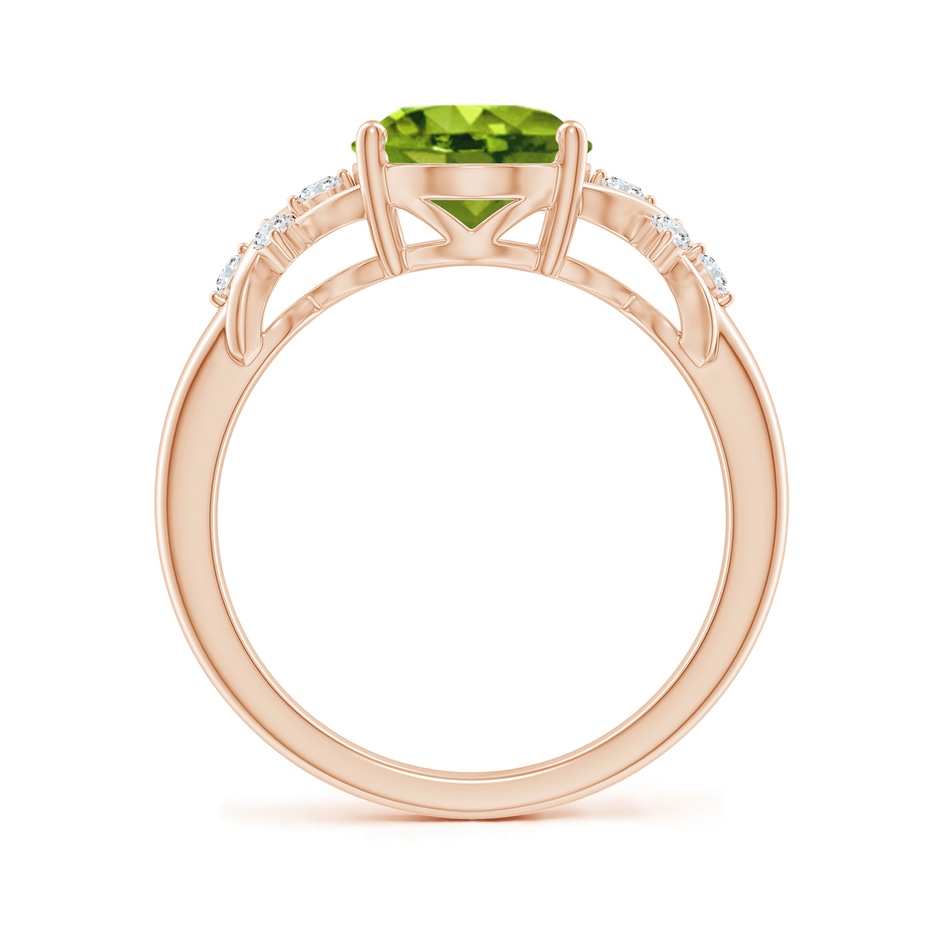 10x8mm AAAA Solitaire Oval Peridot Criss Cross Ring with Diamonds in Rose Gold side 199