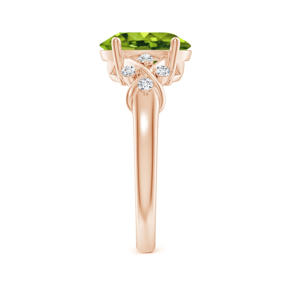 10x8mm AAAA Solitaire Oval Peridot Criss Cross Ring with Diamonds in Rose Gold side 299