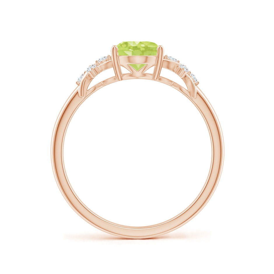 8x6mm A Solitaire Oval Peridot Criss Cross Ring with Diamonds in Rose Gold side 199