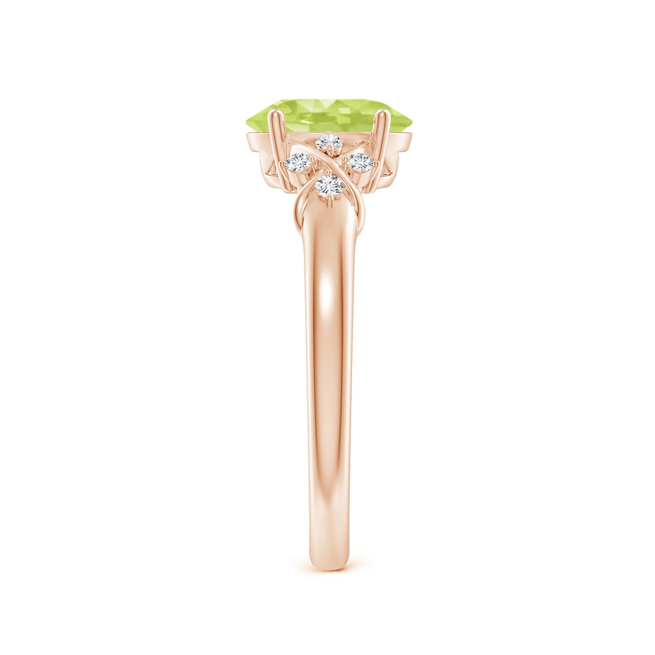 8x6mm A Solitaire Oval Peridot Criss Cross Ring with Diamonds in Rose Gold side 299