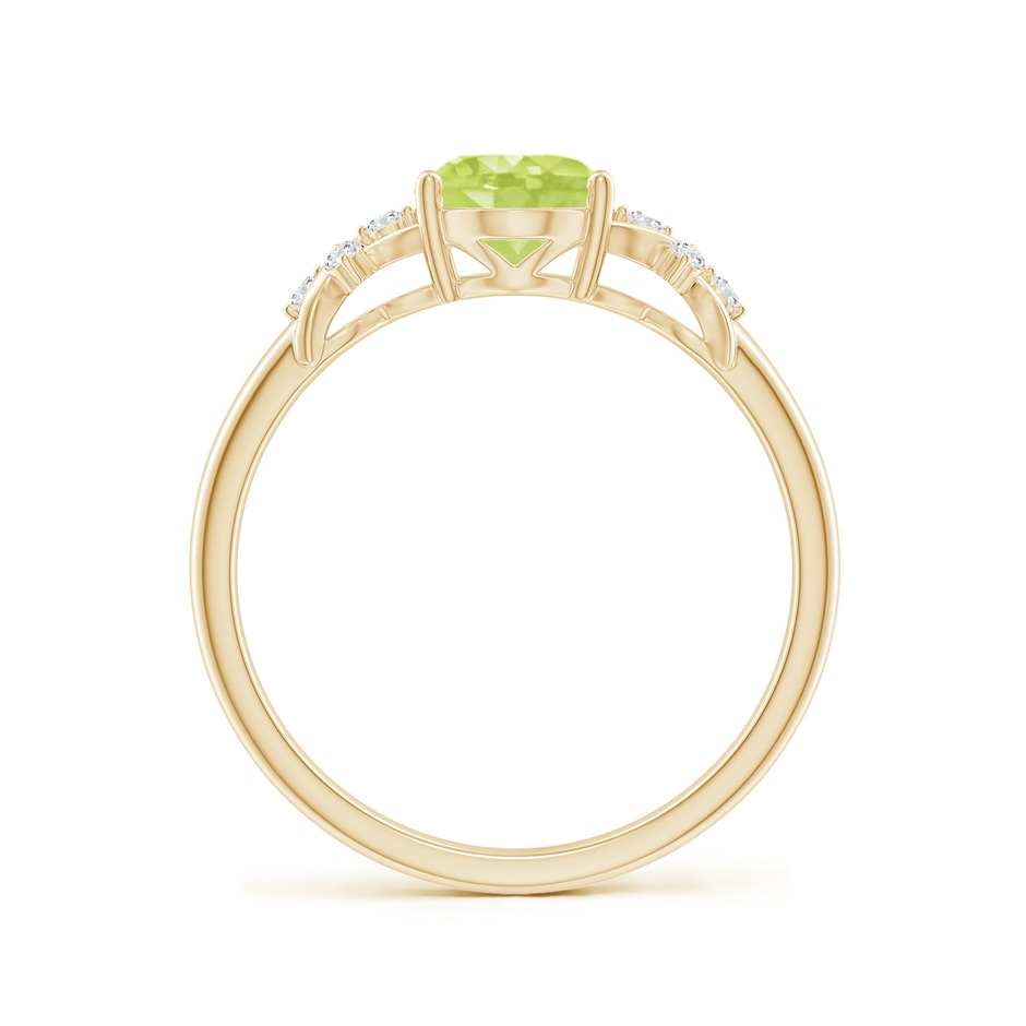 8x6mm A Solitaire Oval Peridot Criss Cross Ring with Diamonds in Yellow Gold side 199