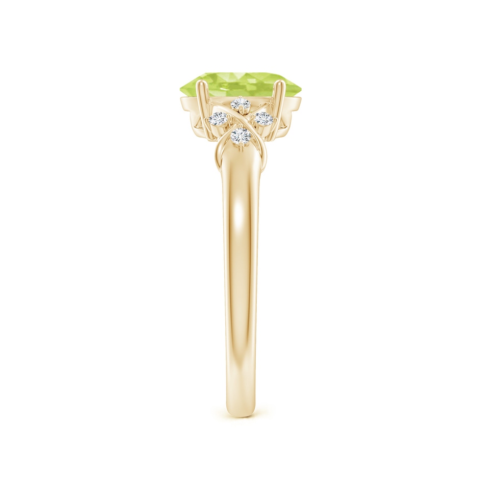8x6mm A Solitaire Oval Peridot Criss Cross Ring with Diamonds in Yellow Gold side 299