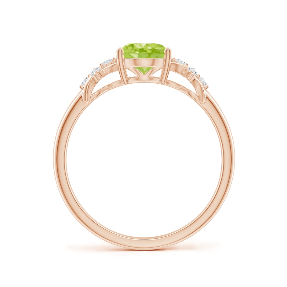 8x6mm AA Solitaire Oval Peridot Criss Cross Ring with Diamonds in Rose Gold side 199
