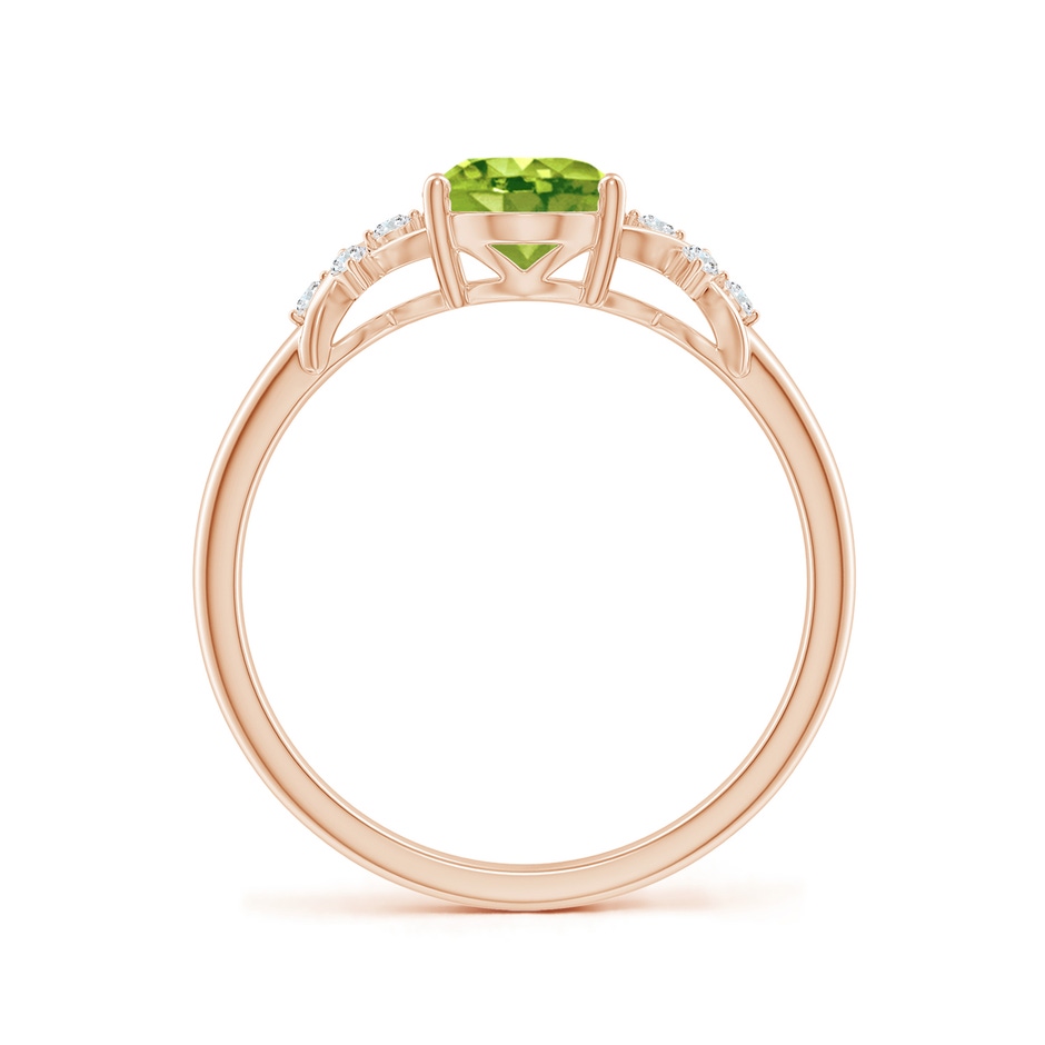 8x6mm AAA Solitaire Oval Peridot Criss Cross Ring with Diamonds in Rose Gold side 199
