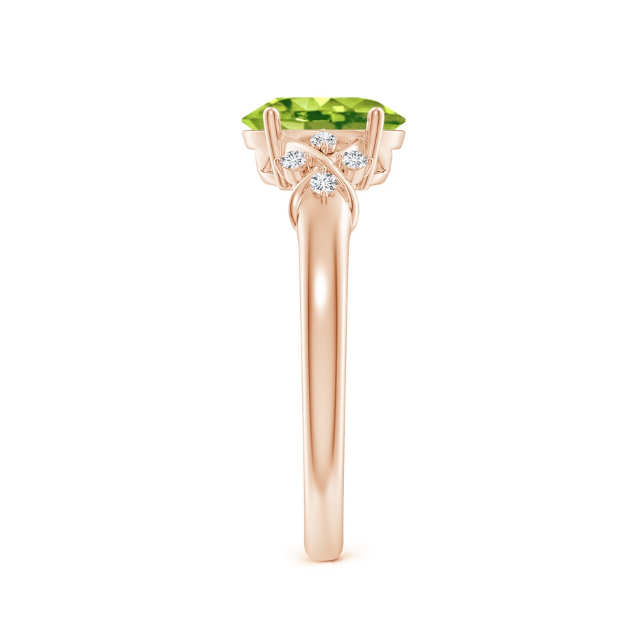 8x6mm AAA Solitaire Oval Peridot Criss Cross Ring with Diamonds in Rose Gold side 299