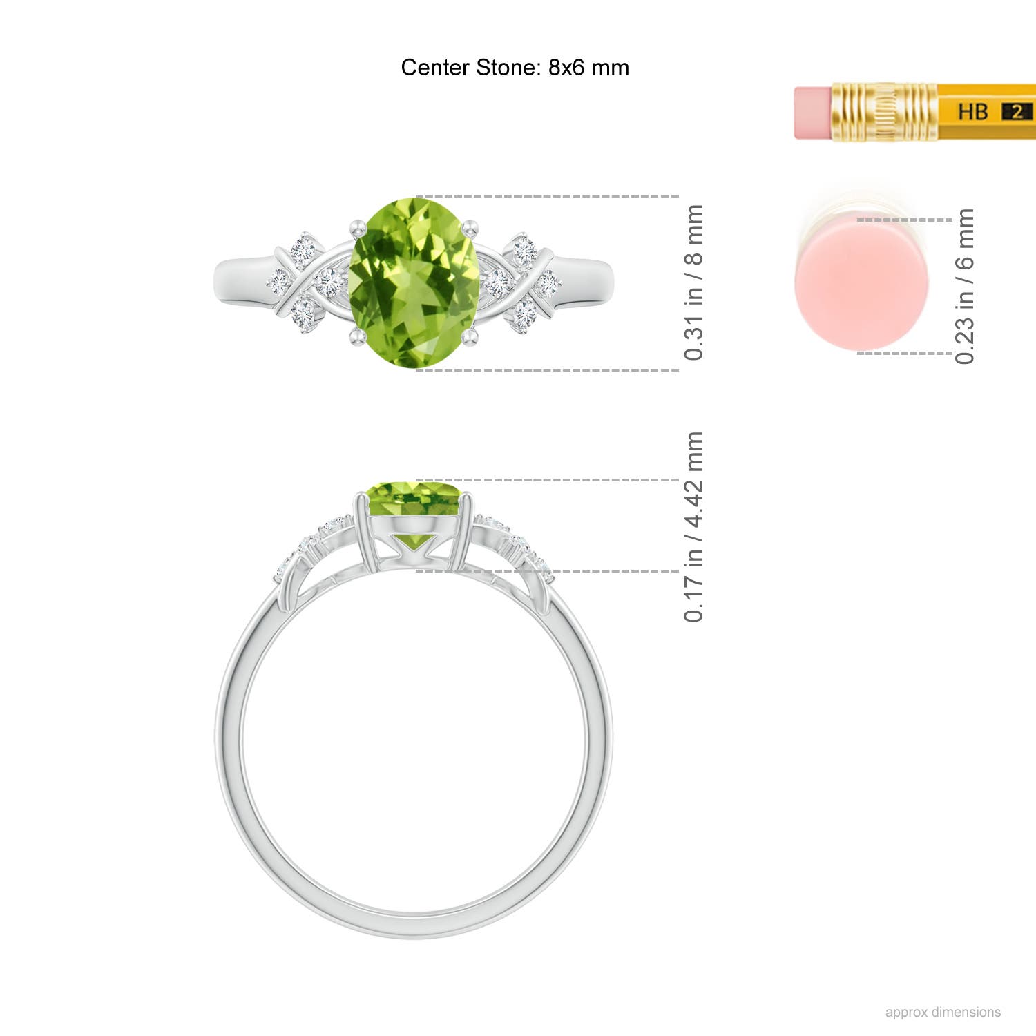 AAA - Peridot / 1.43 CT / 14 KT White Gold