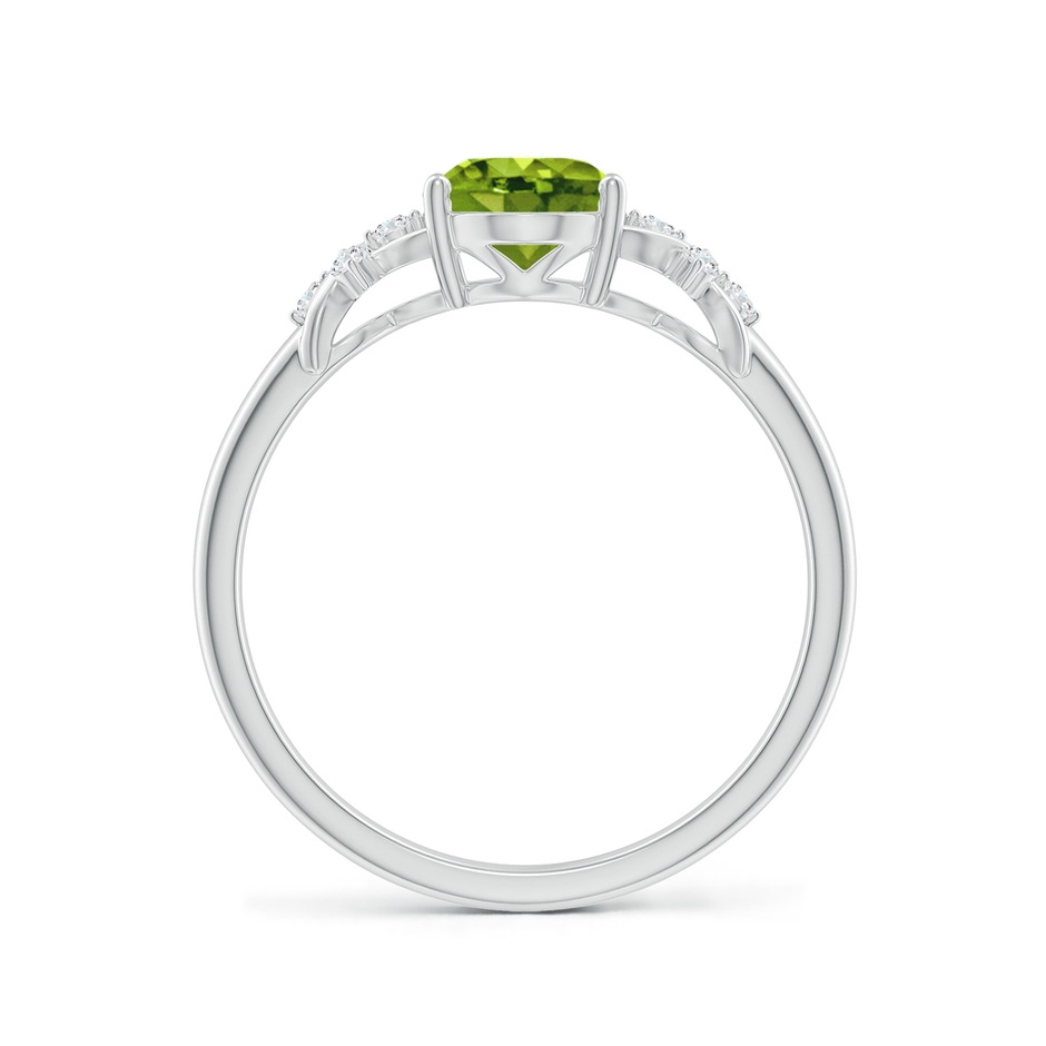 8x6mm AAAA Solitaire Oval Peridot Criss Cross Ring with Diamonds in P950 Platinum side 199