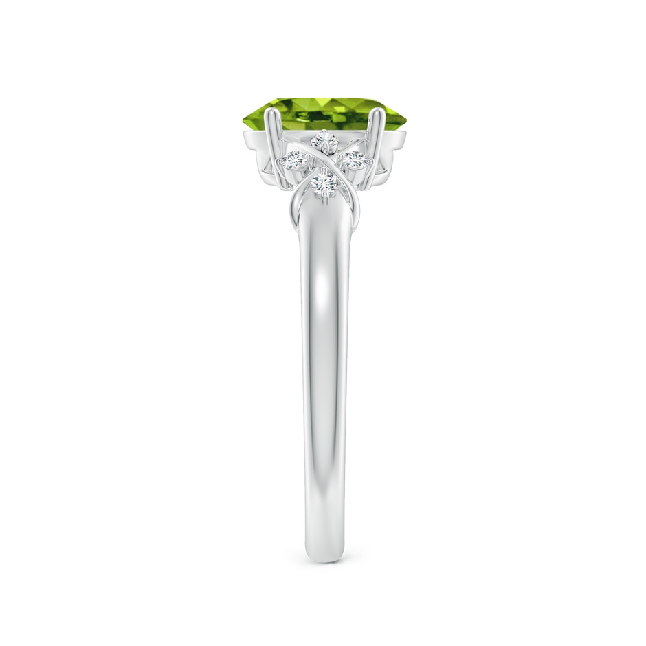 8x6mm AAAA Solitaire Oval Peridot Criss Cross Ring with Diamonds in P950 Platinum side 299
