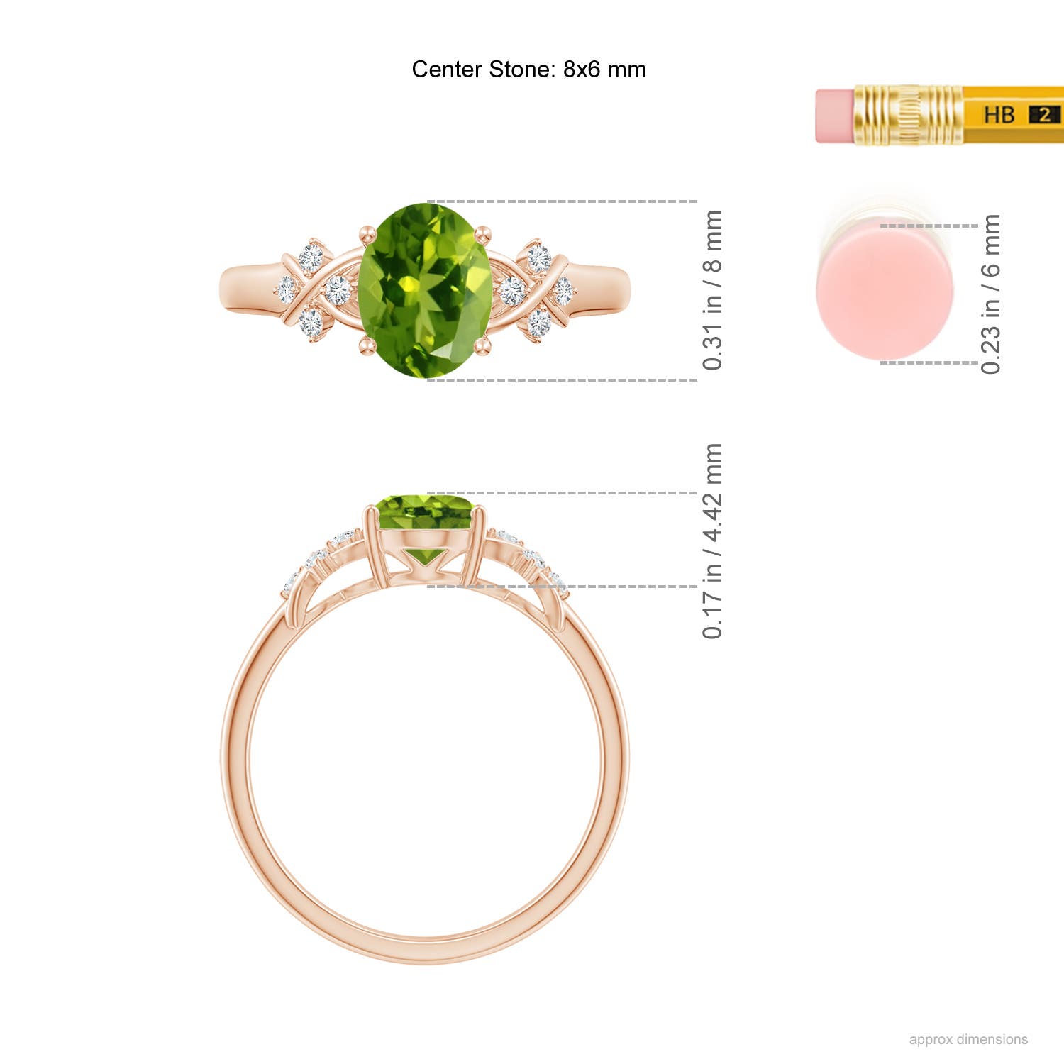 AAAA - Peridot / 1.43 CT / 14 KT Rose Gold