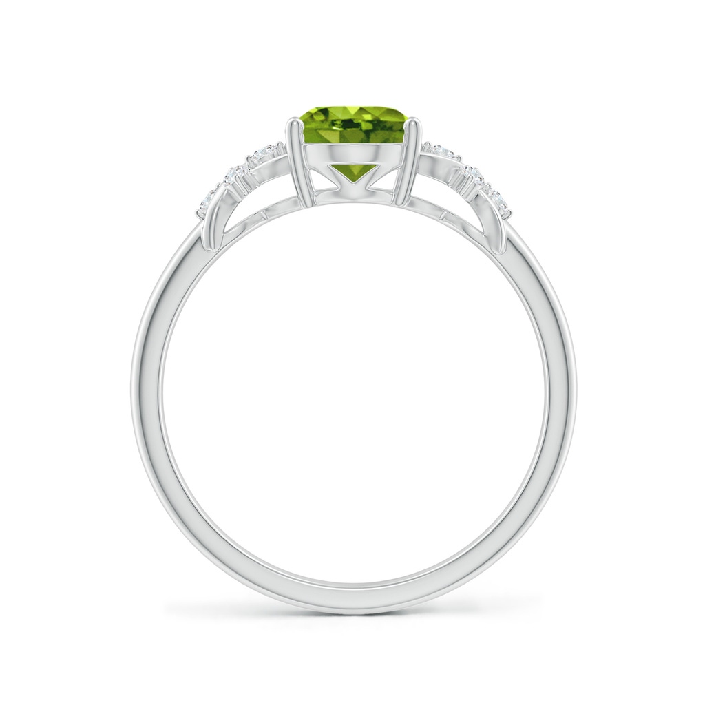 8x6mm AAAA Solitaire Oval Peridot Criss Cross Ring with Diamonds in White Gold - side 199