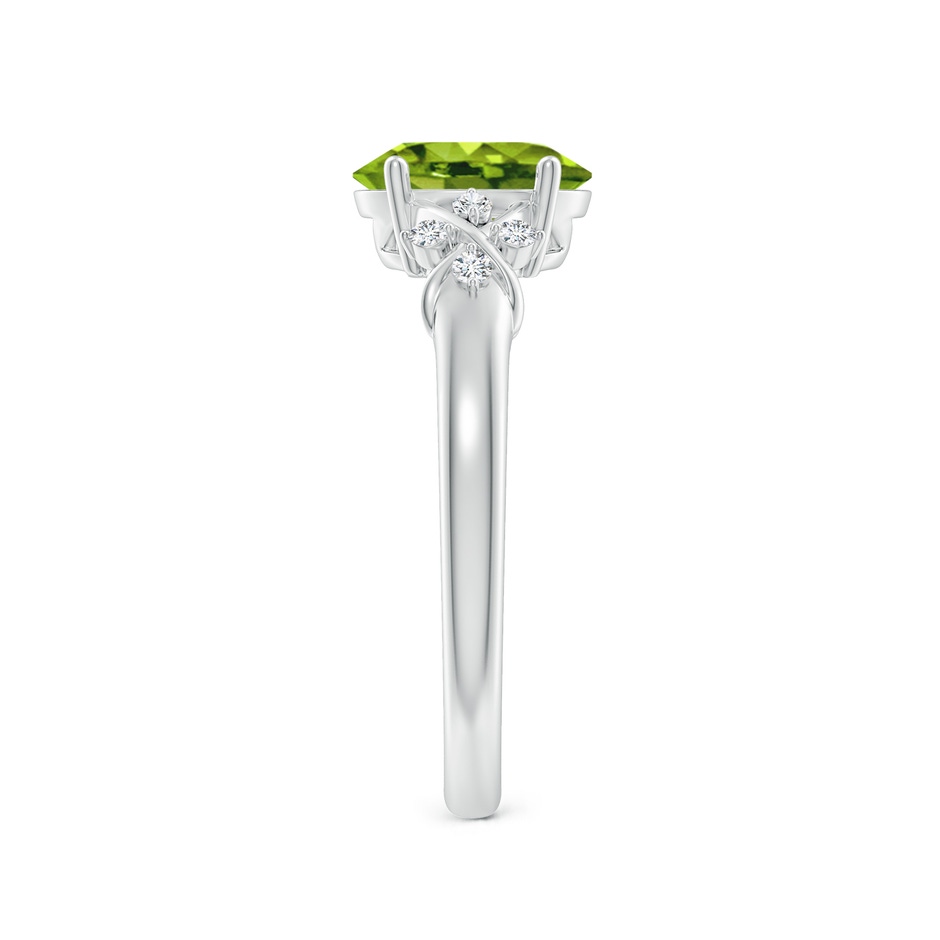 8x6mm AAAA Solitaire Oval Peridot Criss Cross Ring with Diamonds in White Gold side 299