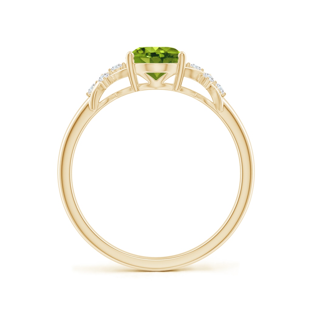 8x6mm AAAA Solitaire Oval Peridot Criss Cross Ring with Diamonds in Yellow Gold Side 199