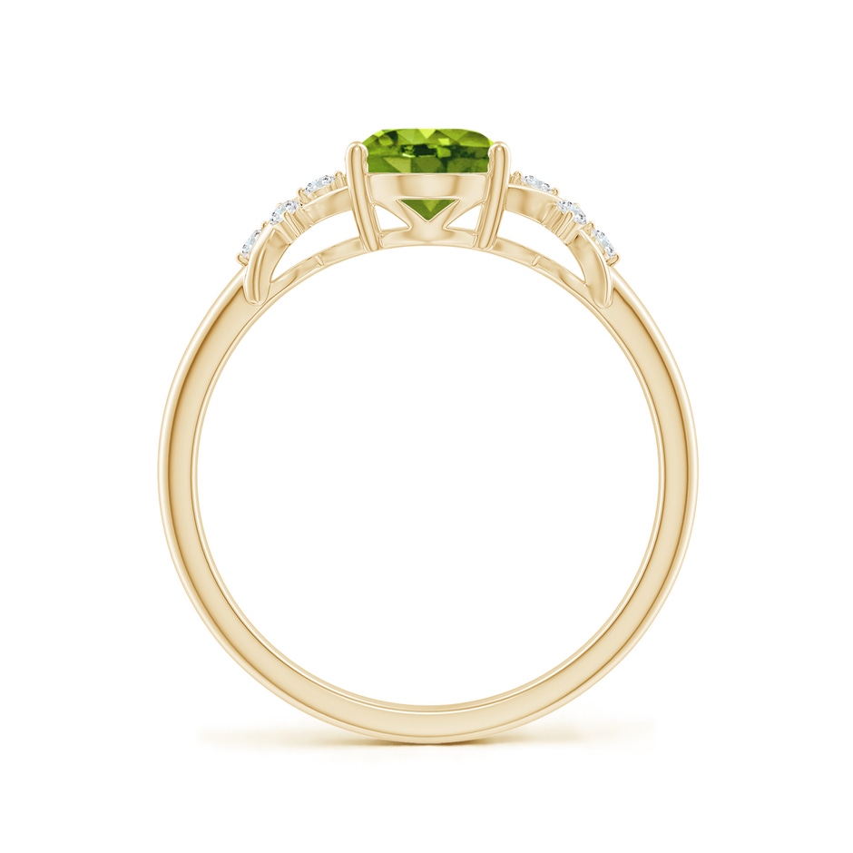 8x6mm AAAA Solitaire Oval Peridot Criss Cross Ring with Diamonds in Yellow Gold side 199