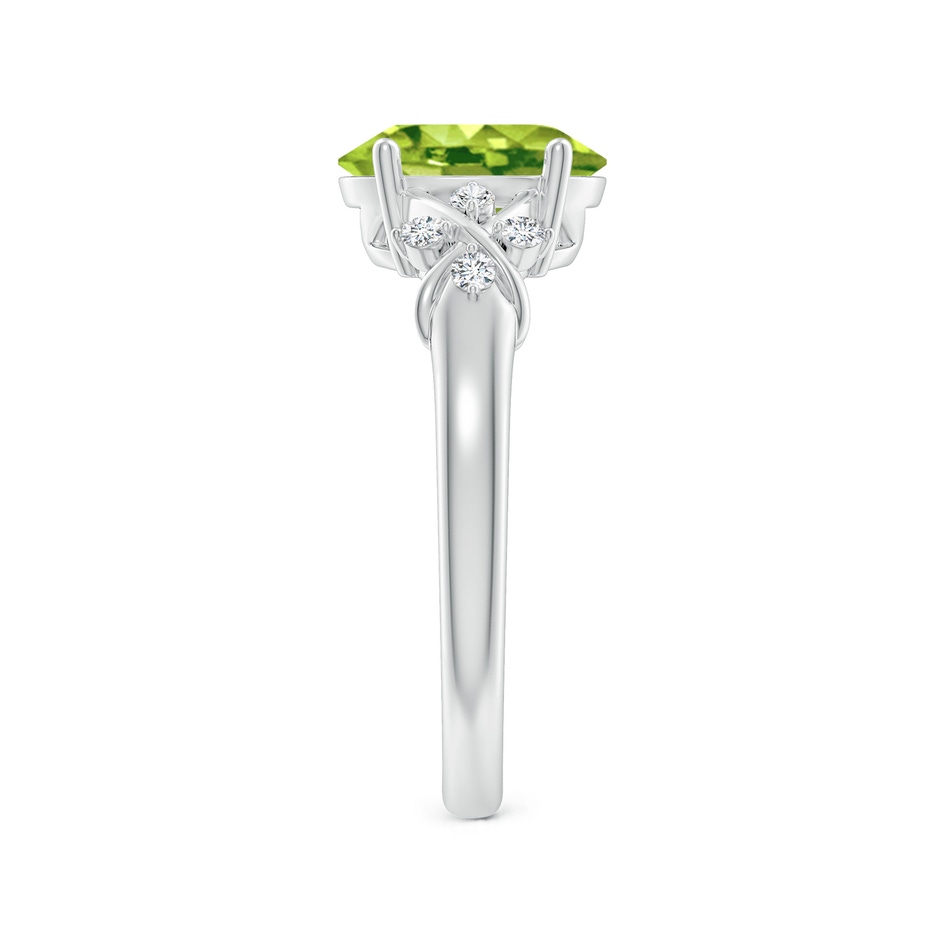 9x7mm AAA Solitaire Oval Peridot Criss Cross Ring with Diamonds in White Gold side 299