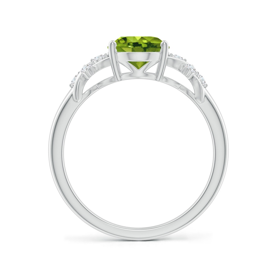 9x7mm AAAA Solitaire Oval Peridot Criss Cross Ring with Diamonds in White Gold side 199