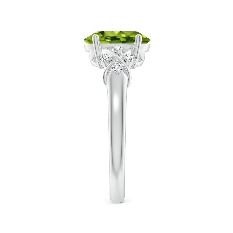 9x7mm AAAA Solitaire Oval Peridot Criss Cross Ring with Diamonds in White Gold side 299