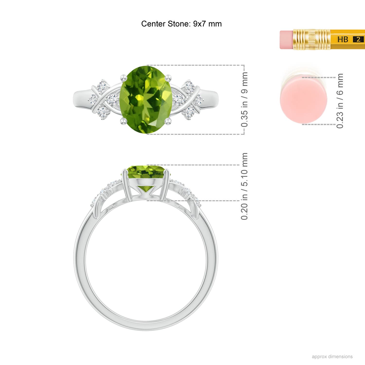 AAAA - Peridot / 2.01 CT / 14 KT White Gold