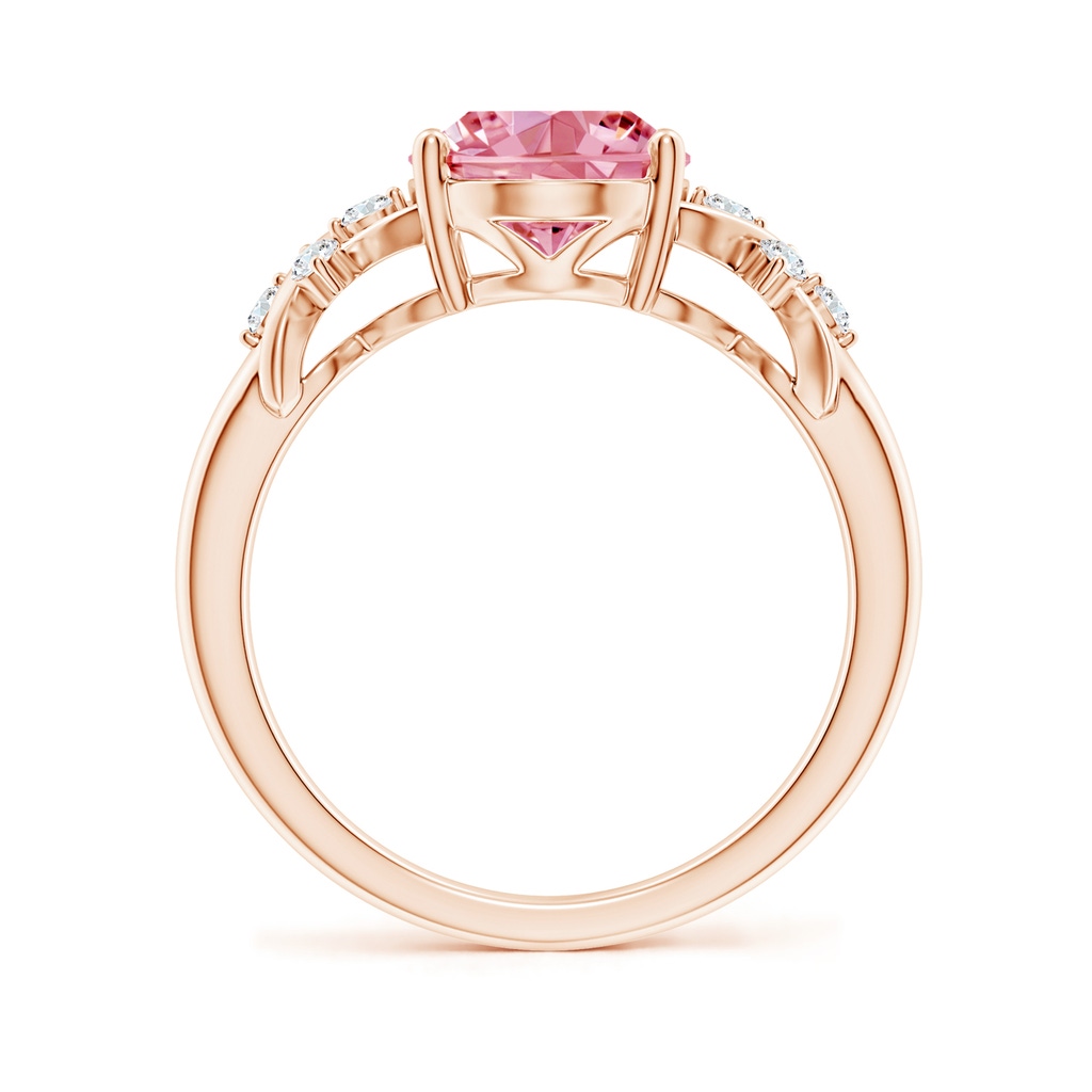 10x8mm AAAA Solitaire Oval Fancy Intense Pink Diamond Criss Cross Ring in Rose Gold - side 199