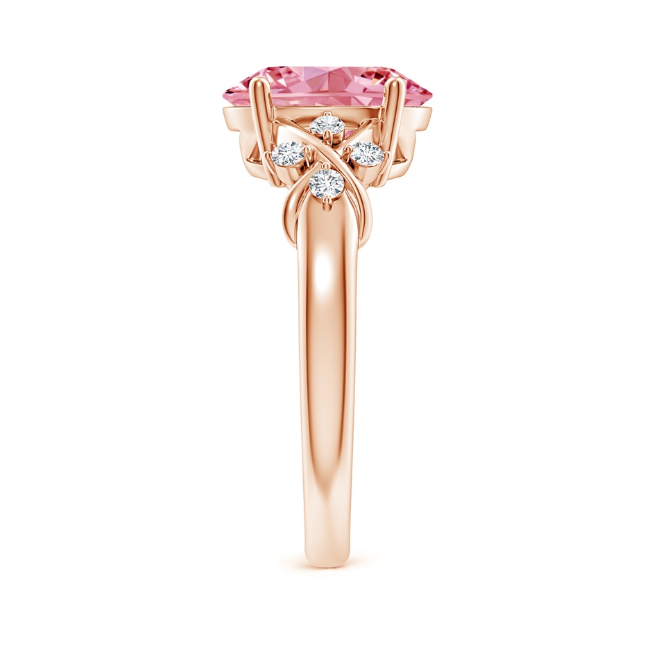 10x8mm AAAA Solitaire Oval Fancy Intense Pink Diamond Criss Cross Ring in Rose Gold side 299