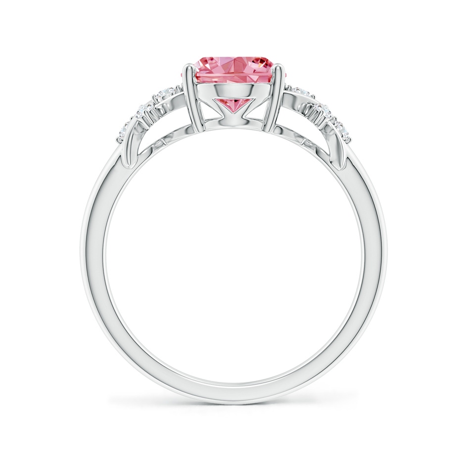 9x7mm AAAA Solitaire Oval Fancy Intense Pink Diamond Criss Cross Ring in P950 Platinum side 199