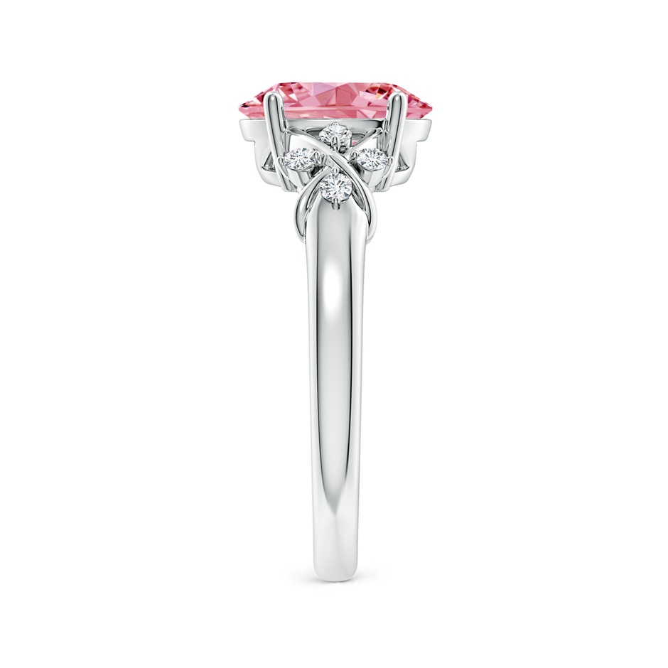 9x7mm AAAA Solitaire Oval Fancy Intense Pink Diamond Criss Cross Ring in P950 Platinum side 299