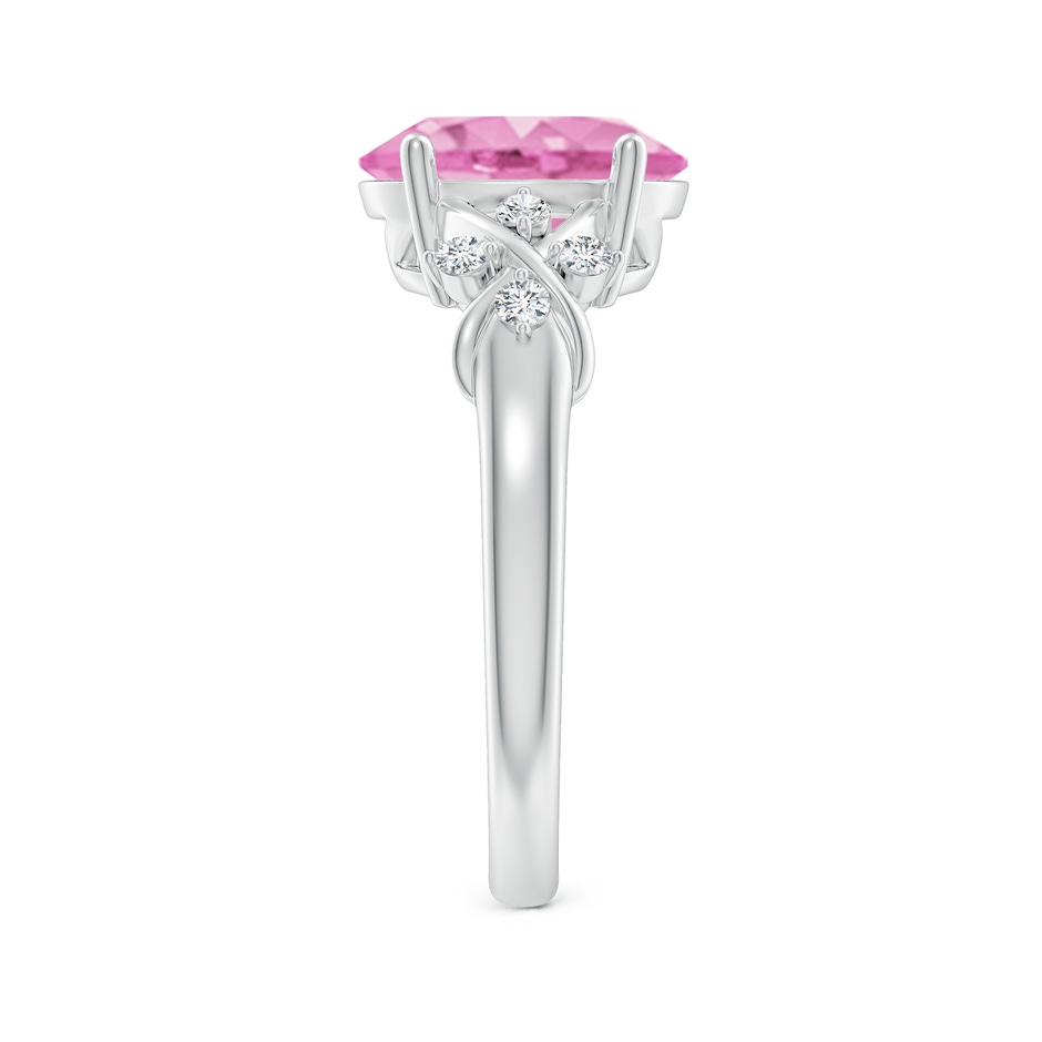 10x8mm A Solitaire Oval Pink Sapphire Criss Cross Ring with Diamonds in P950 Platinum side 299