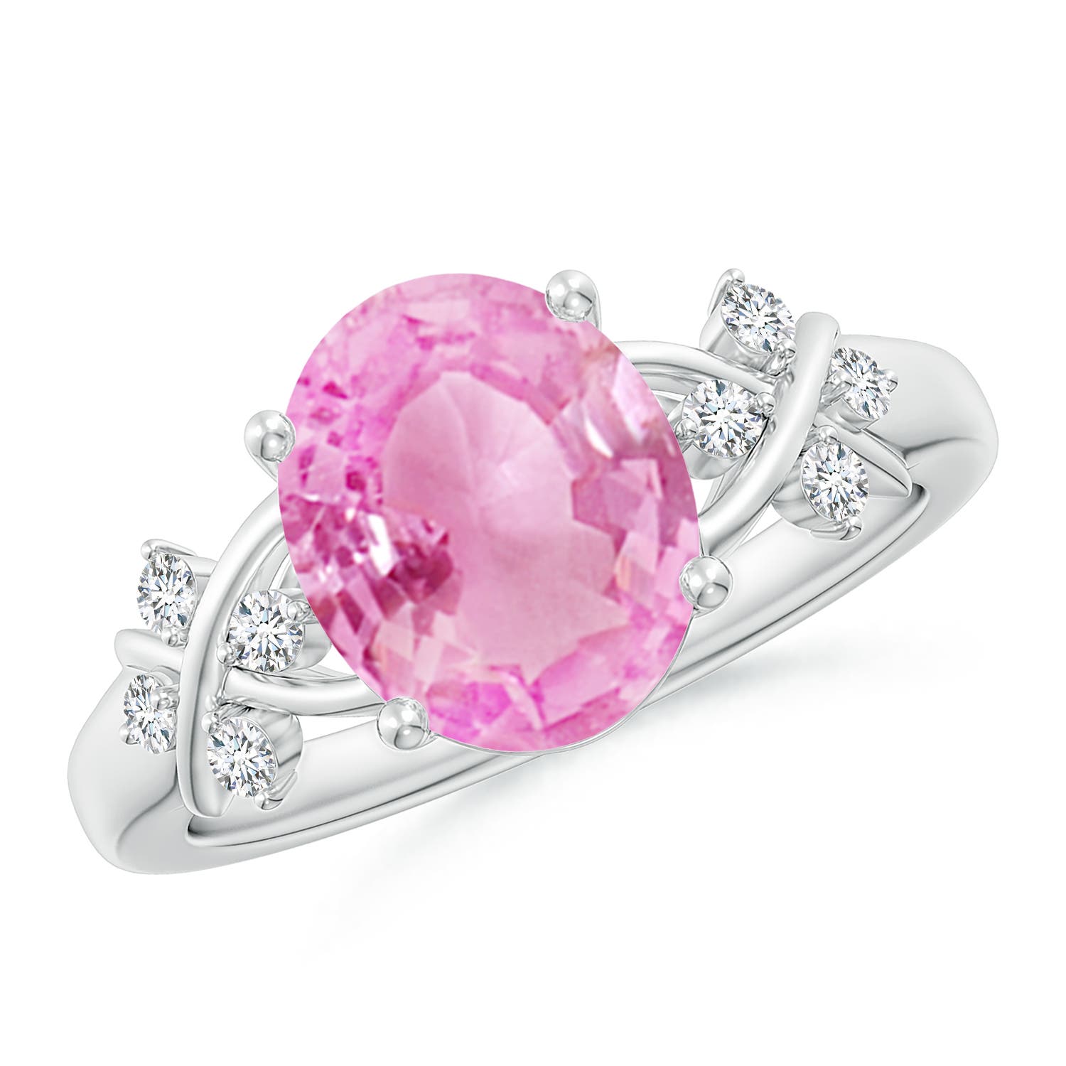 A - Pink Sapphire / 3.17 CT / 14 KT White Gold